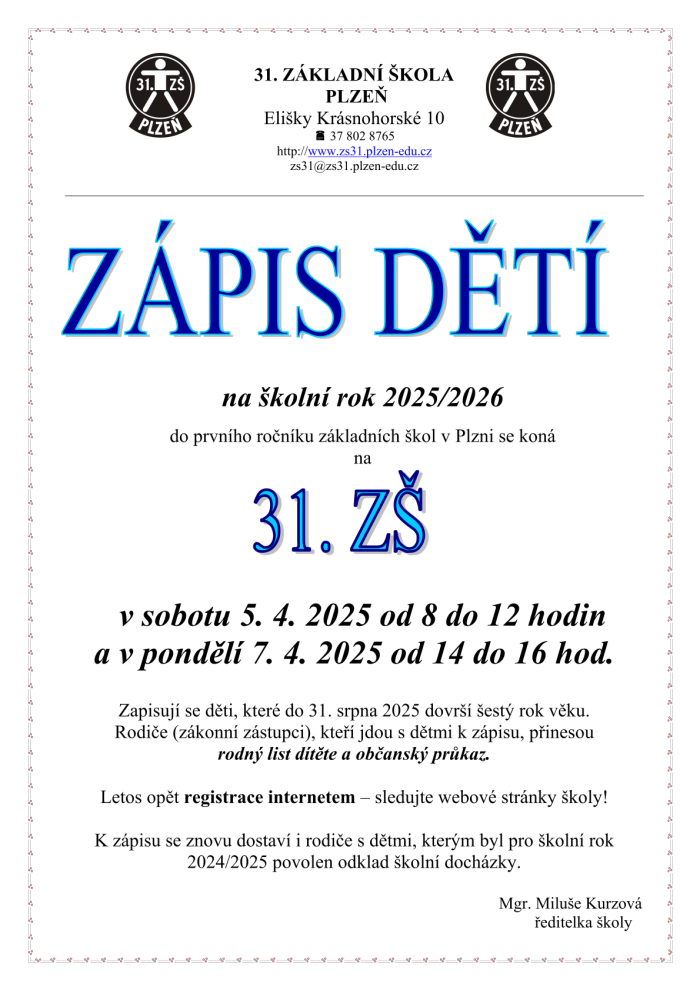 Zápis 2024- plakát škola